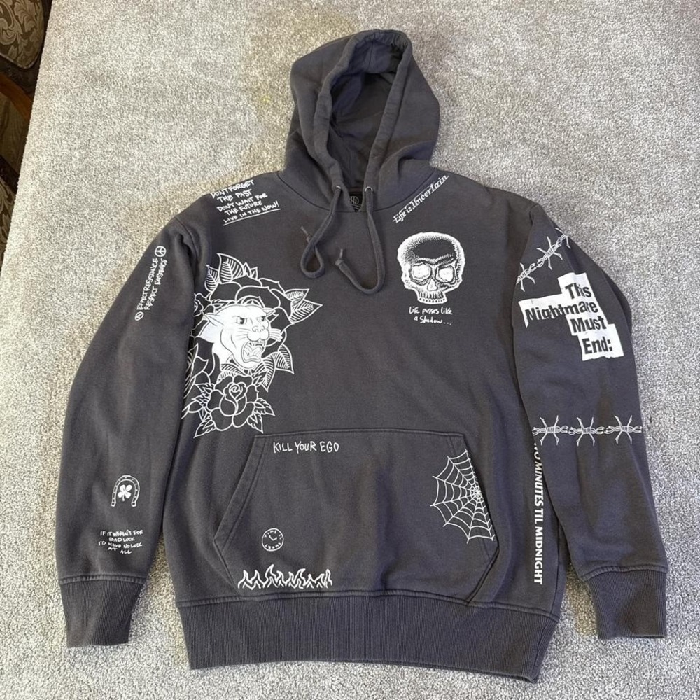 Ninth Hall Scribbles Black Skull-Graffiti Hoodie S – Zumiez Streetwear